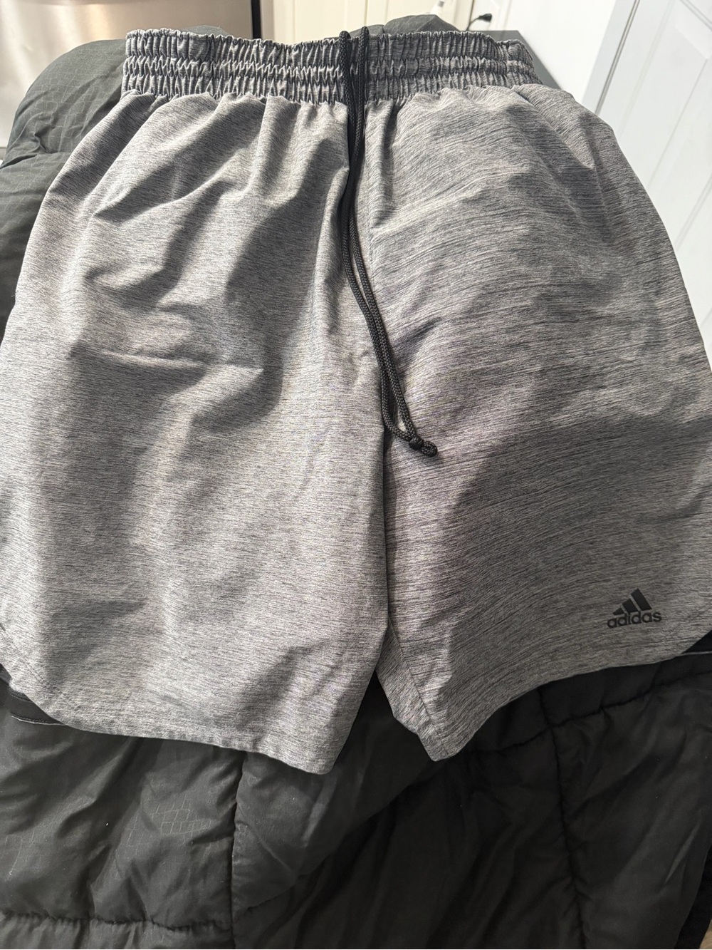 adidas Men's Heather Grey Athletic Shorts with Drawstring